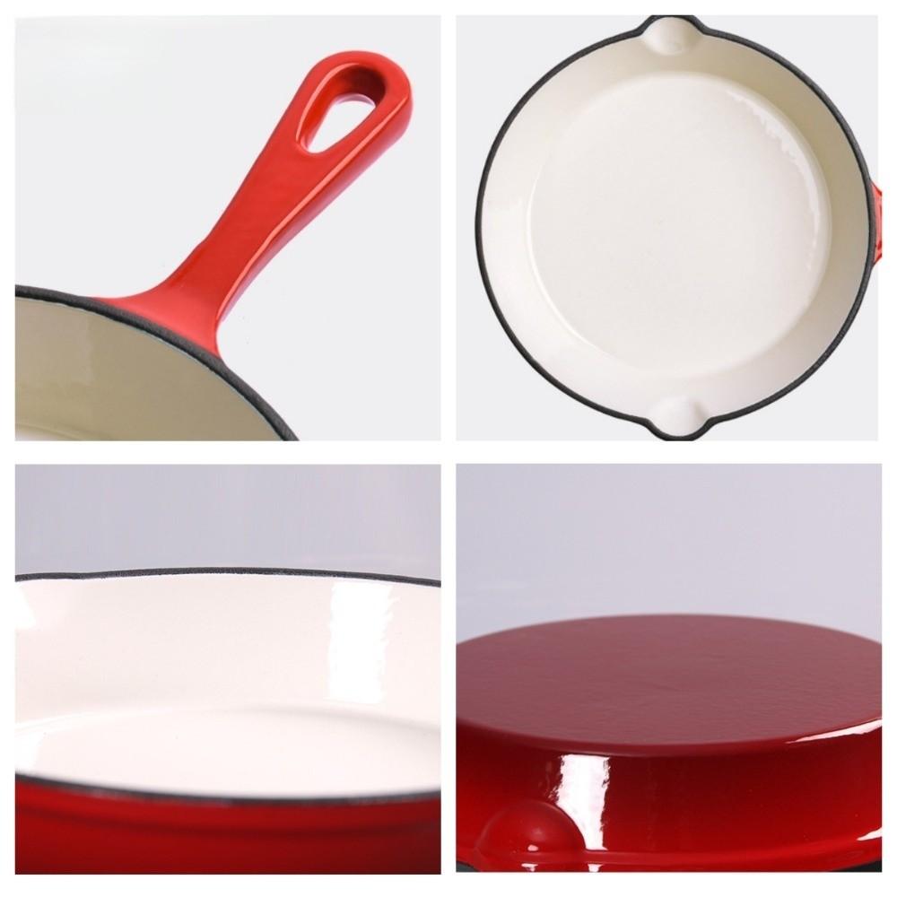 Flat Bottomed Enameled Cast Iron Dutch Oven Non-stick Omelette Pan Frying Pan  Kitchen Cookware