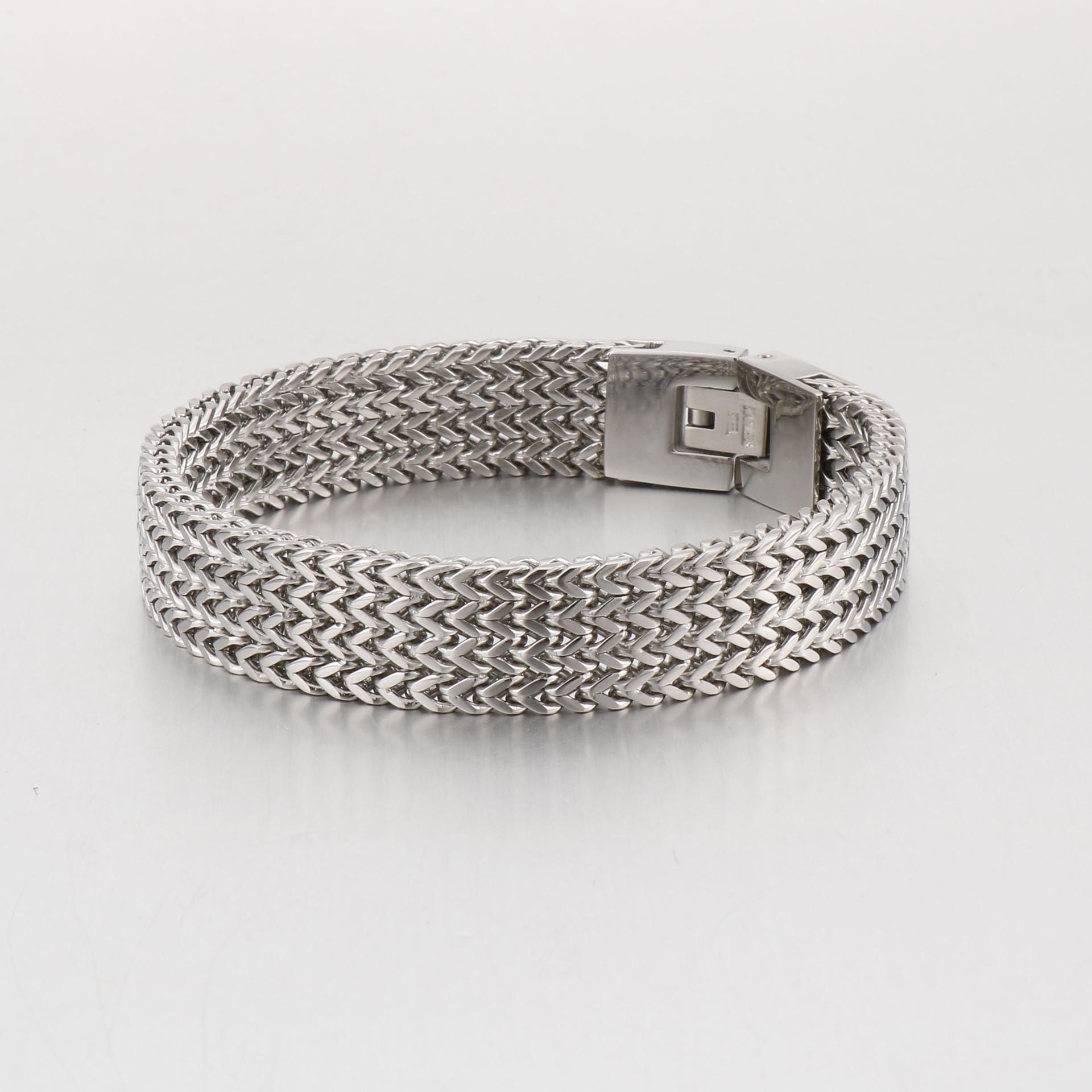 

Reversible Dragon Bone Men s Titanium Steel Bracelet with Square Fish Scale Design