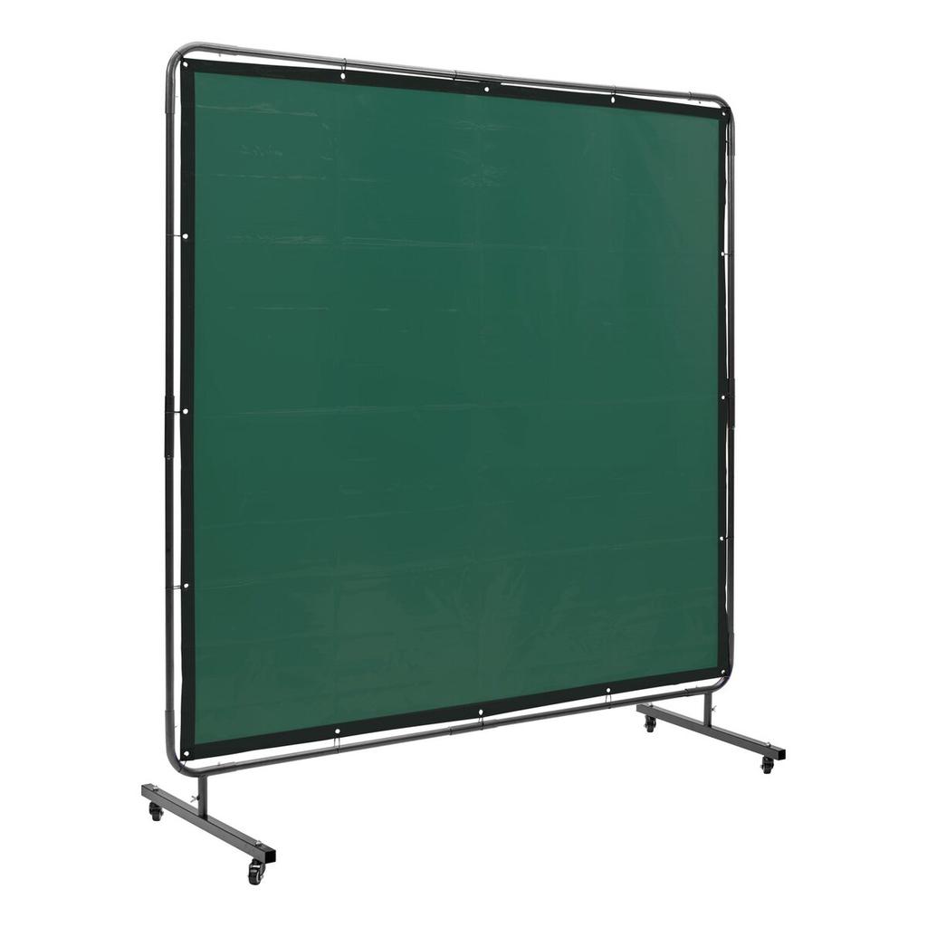 Welding Screen with Frame, 6' x 6' Welding Curtain Screen, Flame-Resistant Vinyl Welding Protection Screen on 4 Swivel Wheels (2 Lockable), Moveable &