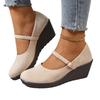 New spring and autumn solid color thick bottom light mouth comfortable suede soft bottom wedge heel round head single shoes women's shoes