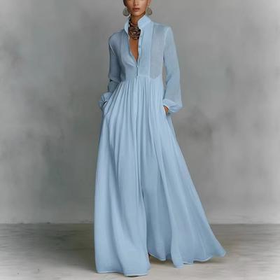 Spring New Women's Clothing, European and American Dresses, Slim-fitting Elegant Solid-color French Dresses, Long Dresses