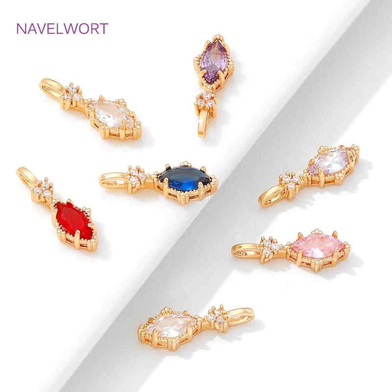 18K Gold Plated Oval Crystal Glass Charms Pendants For Bracelet Making Findings,Pendants For Jewelry DIY Earring Making Supplies