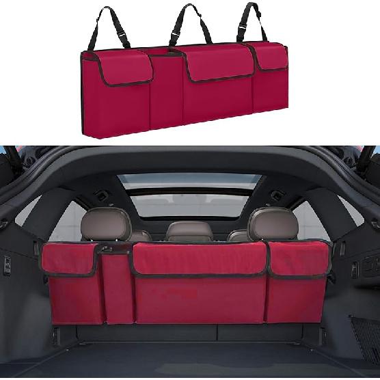 Car Trunk Organizer, Backseat Hanging Large Storage With Adjustable Straps,Waterproof PVC Collapsible Cargo Bag, Car Interior Accessories For Auto