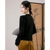 Women's Chinese Style Embroidered Knit Long-Sleeve Top