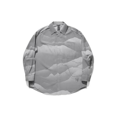 Li Ning X Jackie Chan Collaboration Kung Fu Series Dark Pattern Loose Casual Long Sleeve Shirt Men Shirts Frost-Gray ASHU027-3