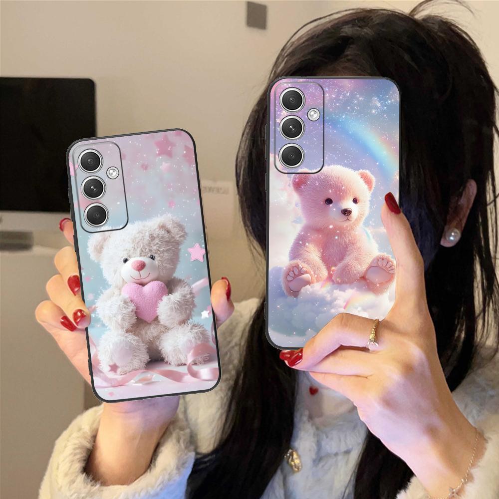 Kawaii Cute Bear Phone Case for Samsung Galaxy S25 S24 S23 S22 S21 S20 Note20 Plus FE Ultra Colour Printing Pretty Luxury