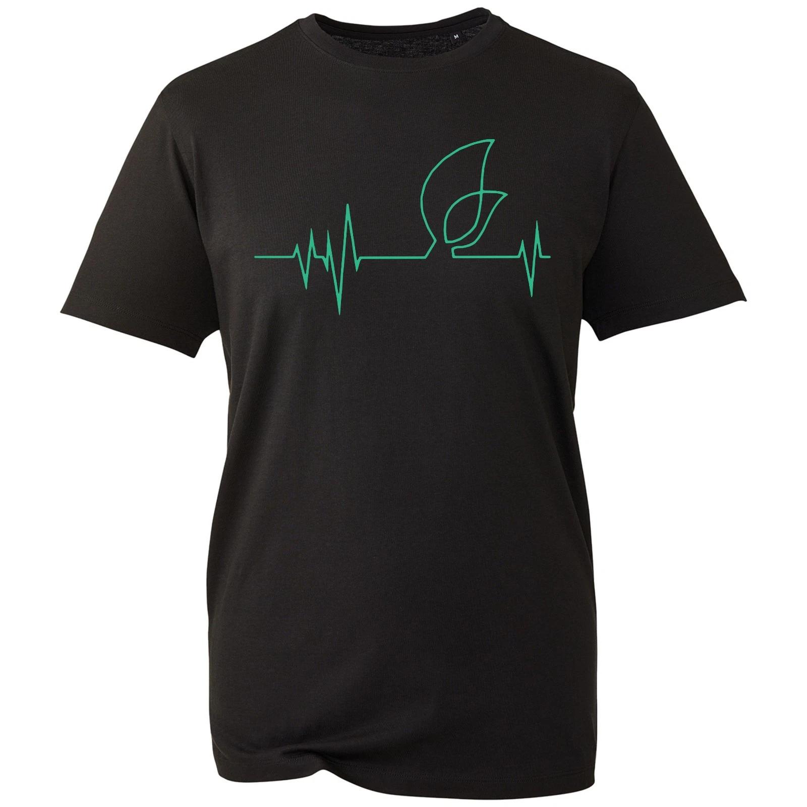 Leaf Heartbeat T-shirt Vegetarian Lifeline Green Plant Top Men s Unisex Gift Tee S