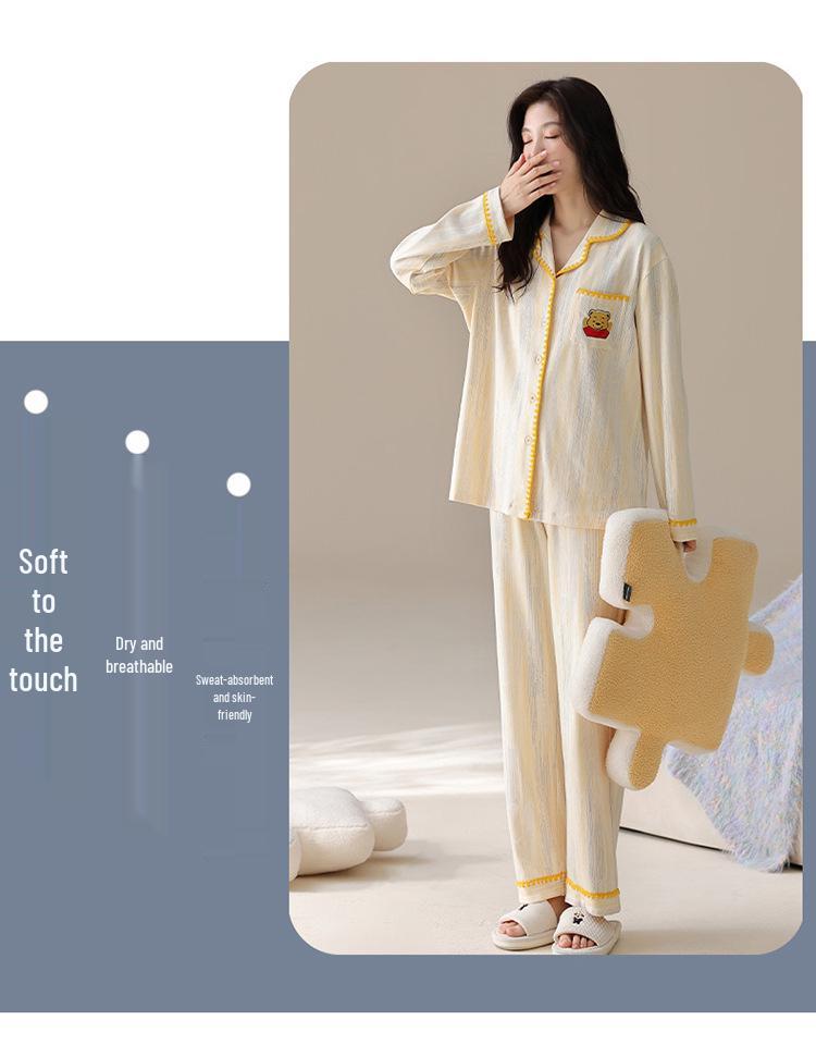 Autumn/Winter 2025 Cute Cartoon Couple Pajamas Set with Long Sleeves