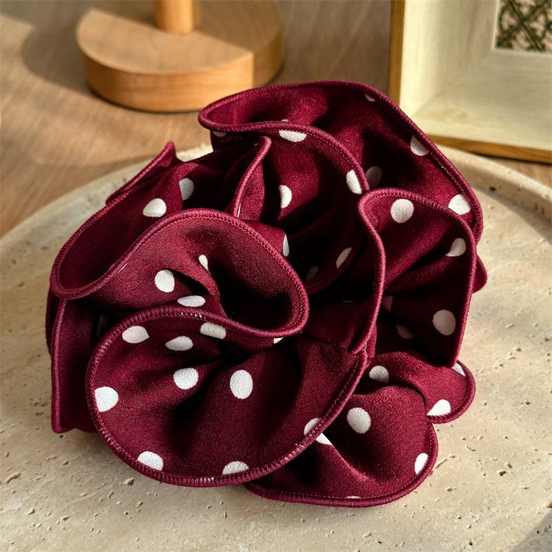 Retro Polka Dot Scrunchies Large Hair Elastic for Women Aesthetic Fashion Ponytail Holder Styling
