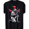 Men'S Heavy Duty Black Templar Christian Crusader T-Shirt - Medieval Armor & Red Cross Design with Latin Motif, Gothic Round Neck Short Sleeve Shirt