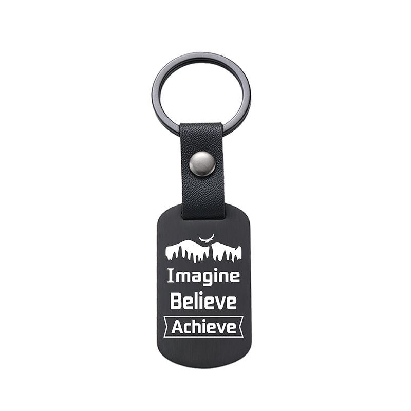 Gravierbarer Metall-Leder-Schlüsselanhänger - Inspirierendes Langlauf-Bergsteiger-Geschenk