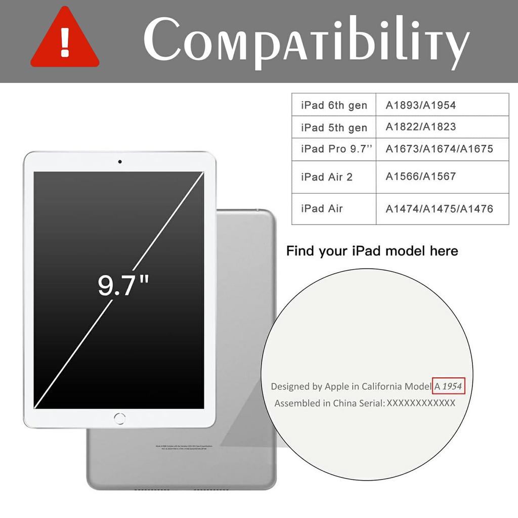 Pouzdro na tablet pro iPad 9,7 palce (2018)/(2017)/Air 2/Air (2013),Ochrana rohů Průhledný akrylový+TPU kryt