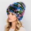 New Luxury Knitted Real Genuine Fox Fur Hats Women Beanies Solid Rex Rabbit Fur Caps Winter Lady Party Fashion Fur Hat Skullies
