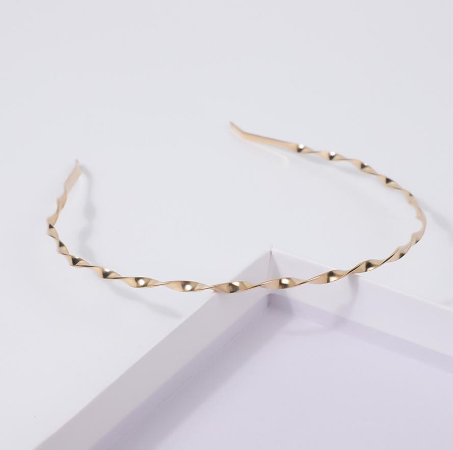 Neue dünne goldfarbene Stirnbänder für Damen, mehrlagiger Legierungs-Haarreif, doppelte Reihe, Metall-Haarbänder, Haaraccessoires, glatter Kopfschmuck