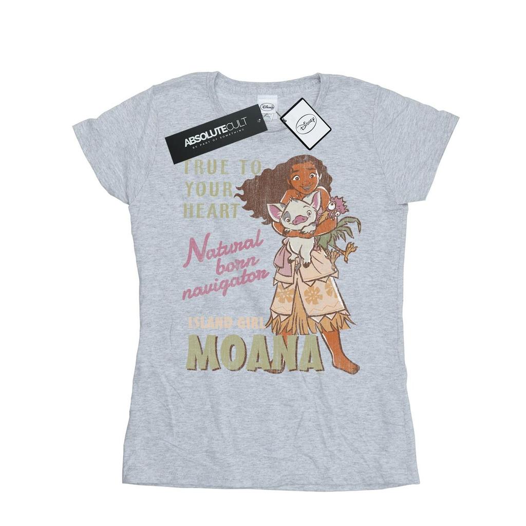 Disney Womens/Ladies Moana Natural Born Navigator Cotton T-Shirt