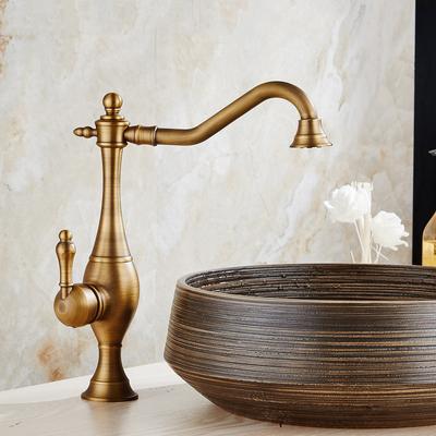 Antique Brass Kitchen Faucet Single Handle Deck Mount Basin Sink Faucet 360 Rotate Mixer Taps Hot Cold Water Faucet Crane Black