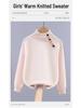 Girls' Fashionable Knitted Half-High Neck Sweater - Autumn/Winter Style, Thickened Base Top for Medium and Large Children