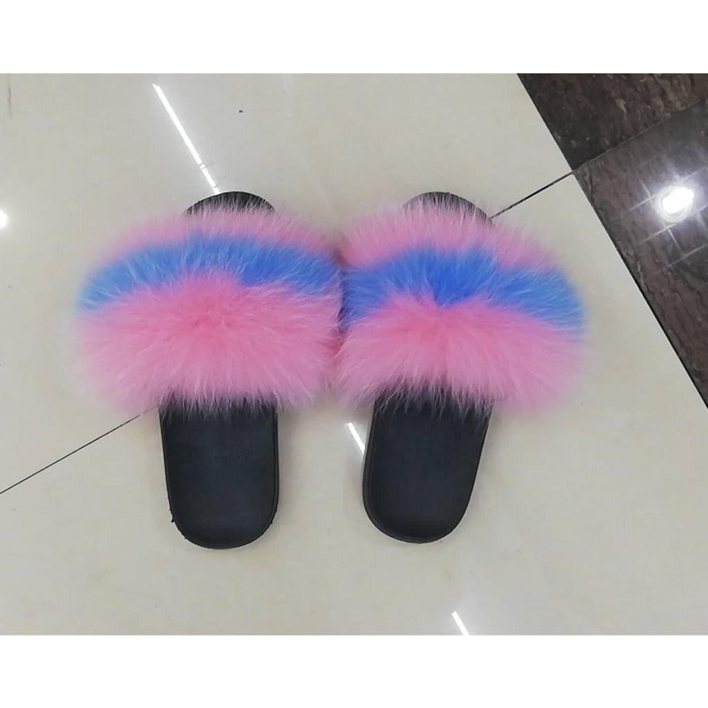 New Girls Fur Slippers Sandals Shoes Soft Luxury Women Lady Slides