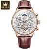OLEVS 6658 Original Brand Automatic Watch for Men Hollow Out Noctiucent Skeleton Top Luxury Fashion Moon Phase Men's Wristwatch