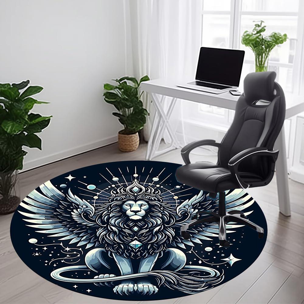 1pc Winged Lion Office Round Area Rug,  Mat Suitable ForOffice, Under Office Chairs Bedroom Living Room Home Decor, Room Deco