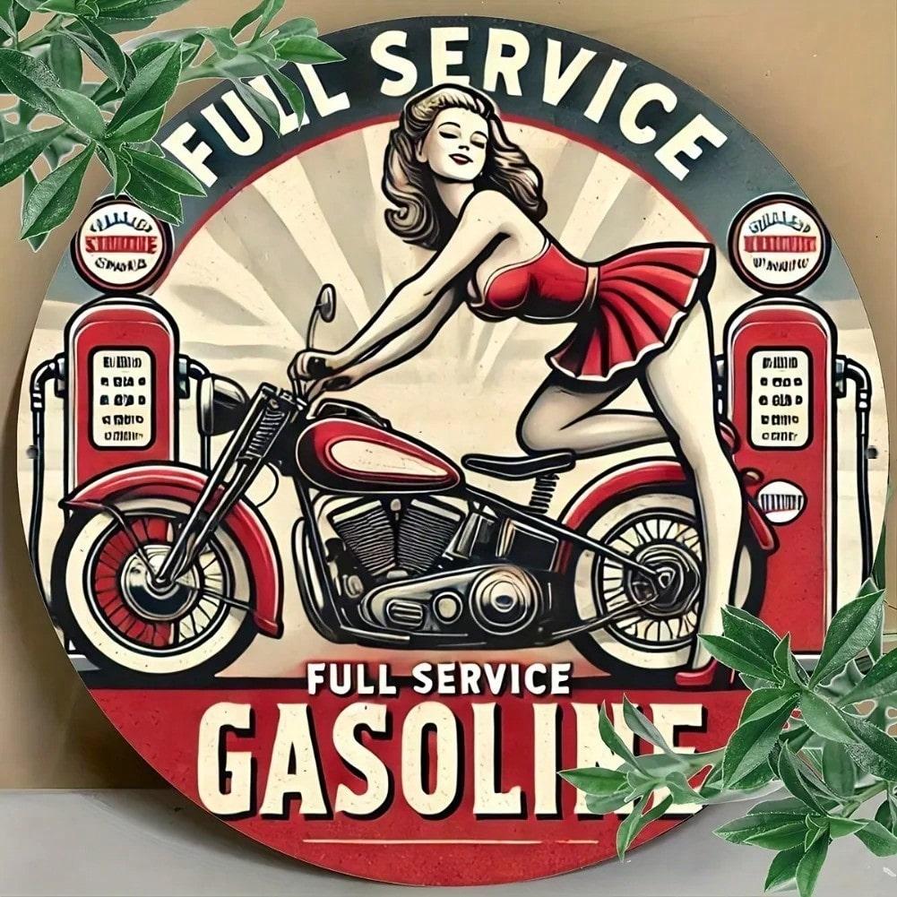 Vintage Pin Up Girl Round Metal Wall Art 20x20cm Aluminum Sign Home Decor 20x20 разноцветный