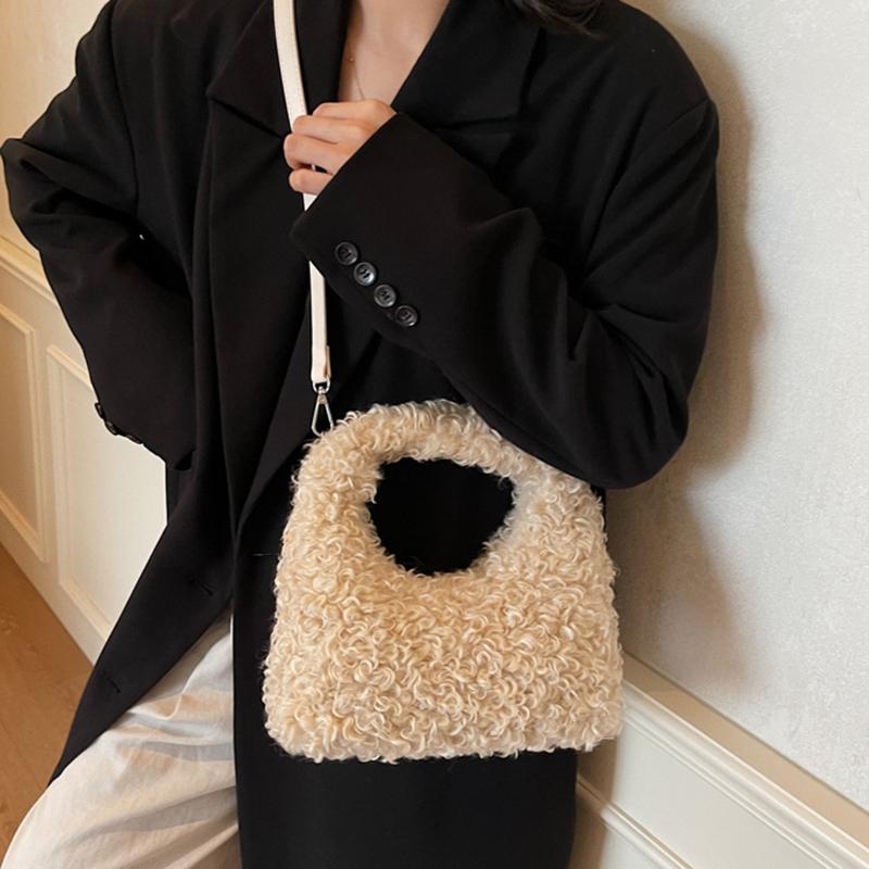 Yogodlns Plush Sweet Shoulder Bags for Women Cute Autumn and Winter New Versatile Fashion Large Capacity Women's Handbags
