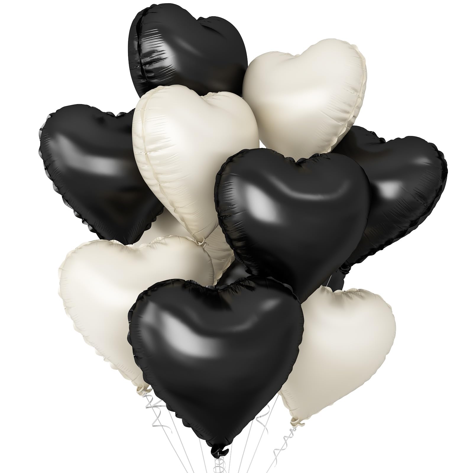 

BTZO Heart-Shaped Balloon Set of 10 Aluminum Balloons 18-inch Valentine s Day Confession Proposal Birthday Wedding Store Decor Black Cream
