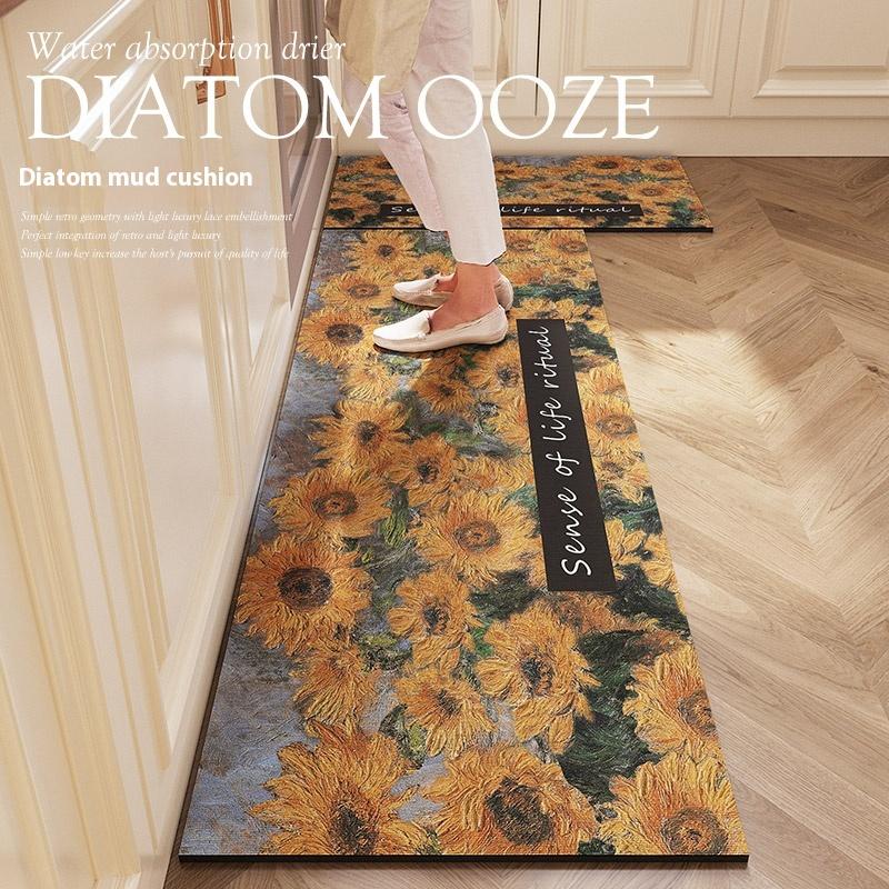 

VIKAMA Fresh Printed Diatomaceous Earth Carpet Washable Kitchen Anti-slip Floor Mat Toilet Doorway Absorbent Floor Mat Rugs 40X60CM(1.3X2FT