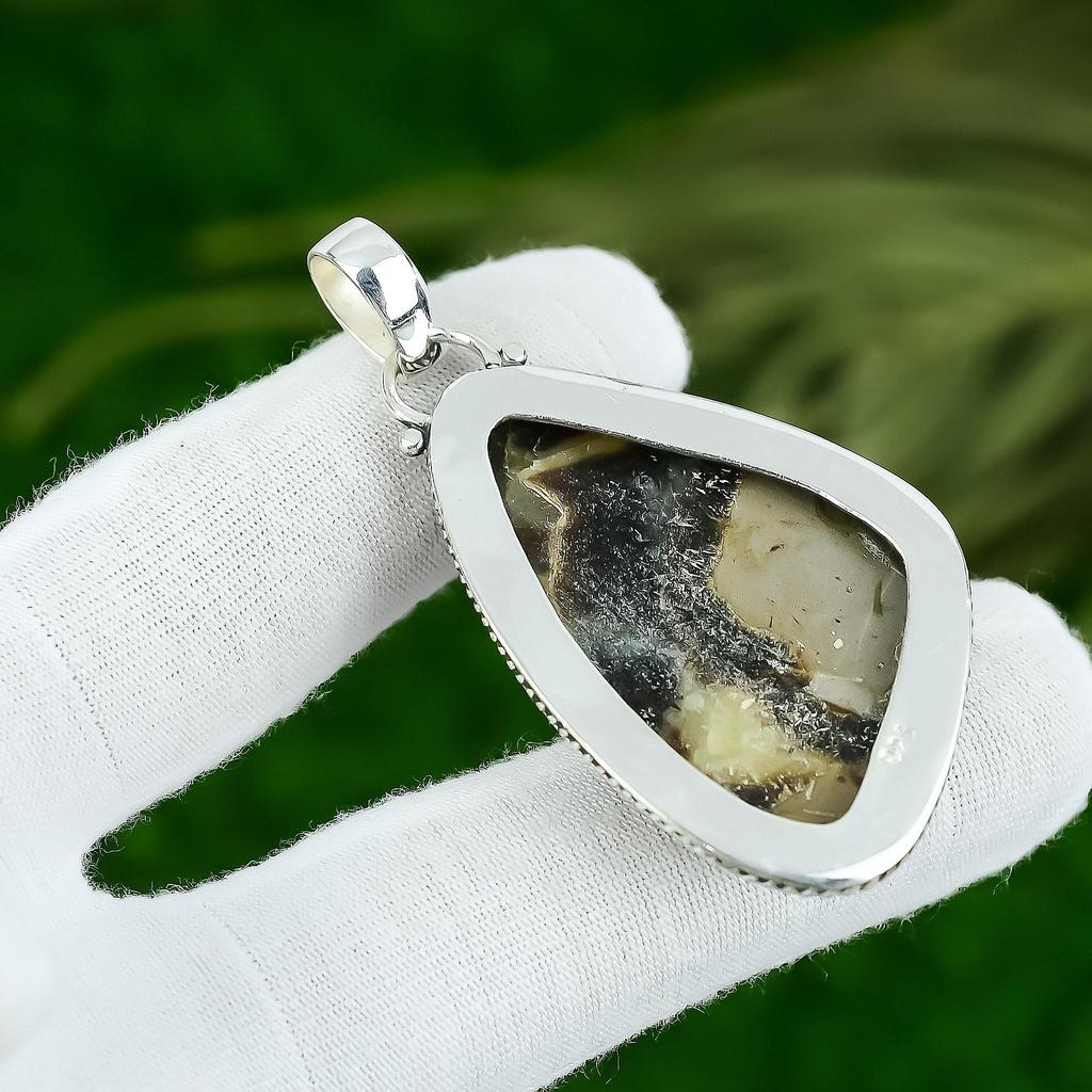Gift For Her 925 Sterling Silver Natural Septarian Gemstone Jewelry Pendant