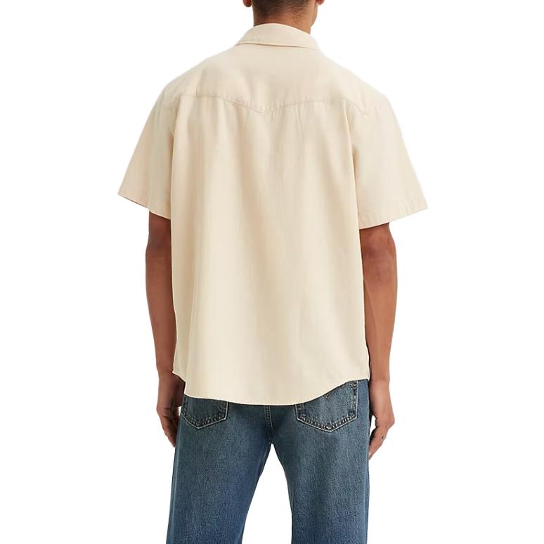 Levis Solid Color Square Neck Button Pocket Short Sleeve Shirt Men shirts Off-White A5722-0004