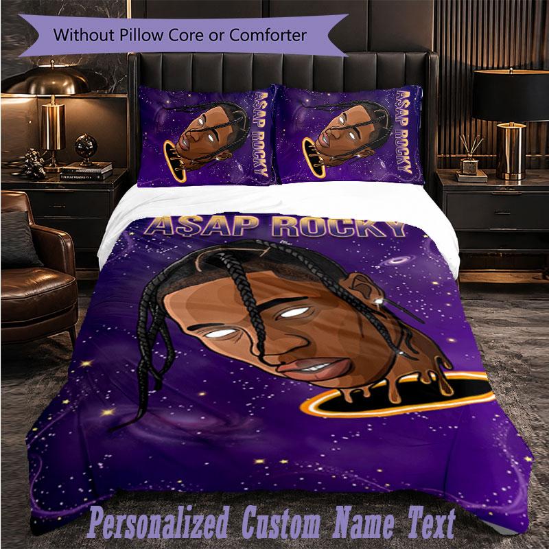 Personalized 3Pcs Bedding SetTravis Scott Custom Text Duvet Cover Pillowcase Set Bedroom Gift