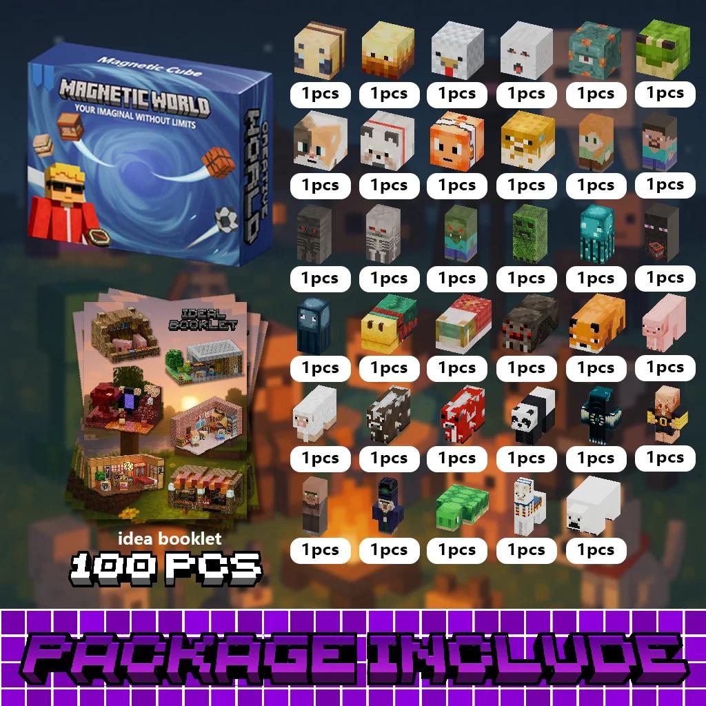 Magnetic Building Blocks Toy Storage Box Set Can Hold Figures Magnet Cube Pixel Style Model Baseplate Toys Children 2025 Gift