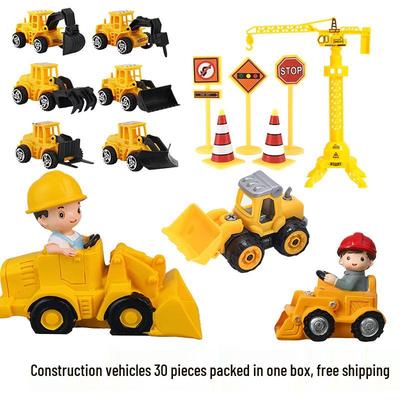 Construction Vehicle Cake Decorations: Excavator, Bulldozer & Roadblock Figurine Set for Boys' Birthday