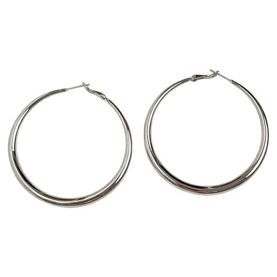 1 Pair Thick Chunky for Women Hoop Earrings Large серебряный