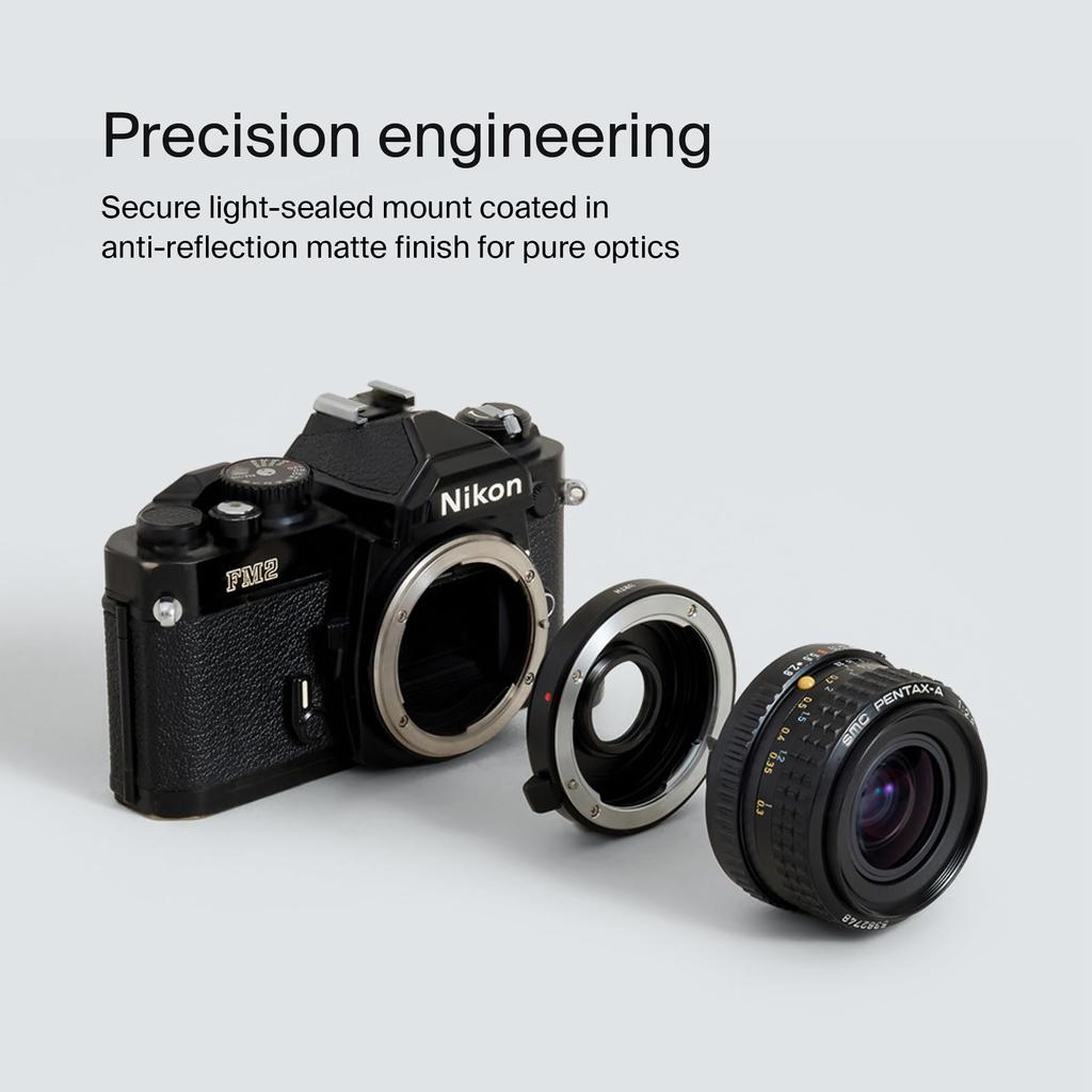 Urth Lens Mount Adapter: Pentax K Lenses to Nikon F Camera Body (with Optical Glass)