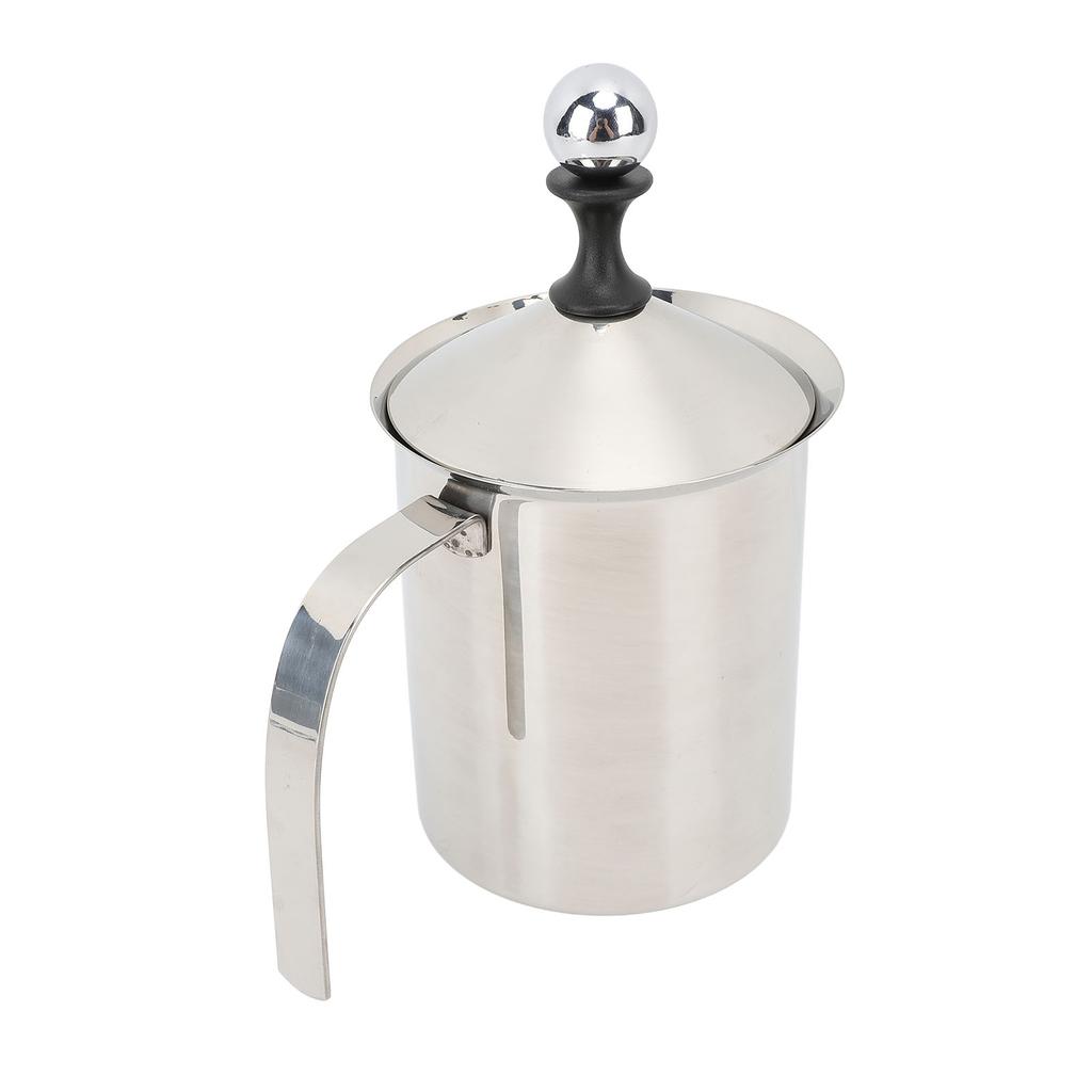 Manual Milk Frother 800ml 304 Stainless Steel Dishwasher Safe Handheld Milk Foamer for Coffee Hot