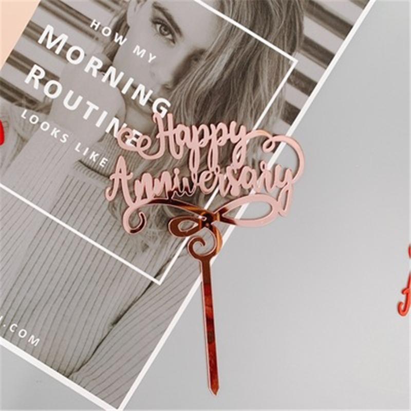 Aomily Food Grade 10pcs/Set Happy Anniversary Bright Acrylic Cake Topper 12 Kinds of Happy Party Topper Cake Decorating Supplies