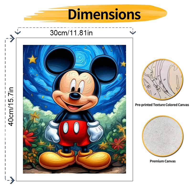 Disney Mickey Mouse Paint By Number Kit Drawing Canvas DIY Picture Home Decor Starry Night Flower Garden Cartoon Art Wall Gift 130