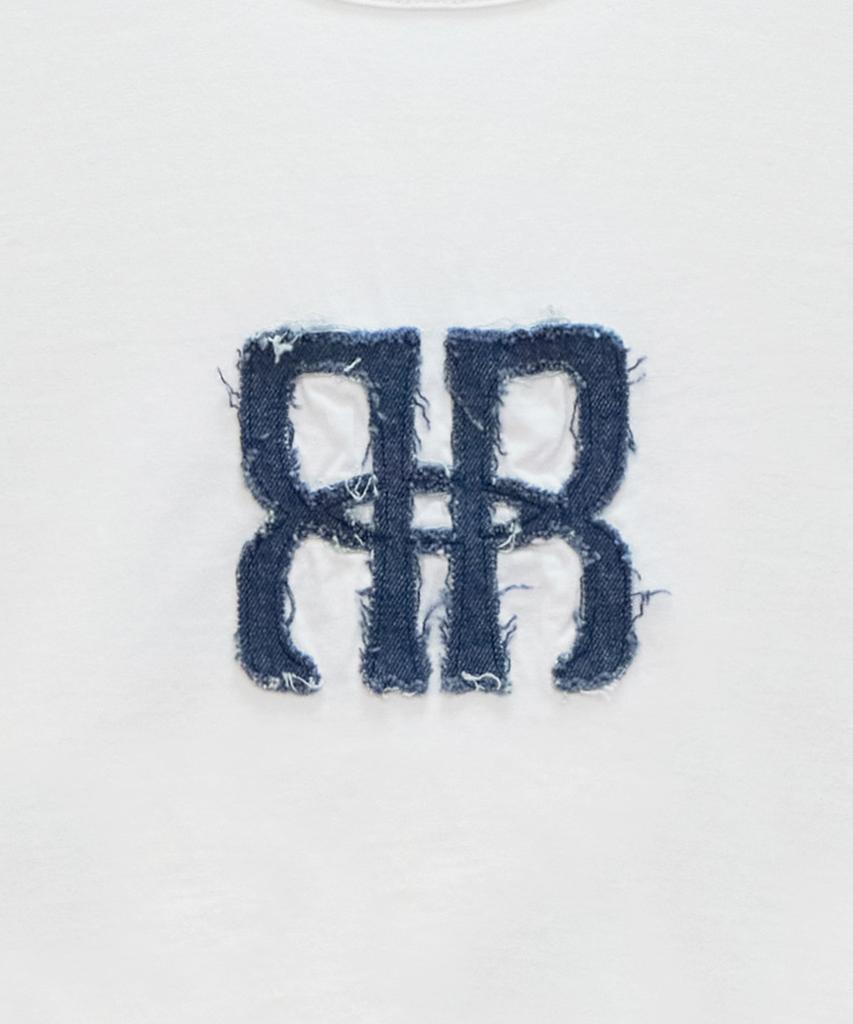 ROCKCAKE Square Logo Denim Top - White