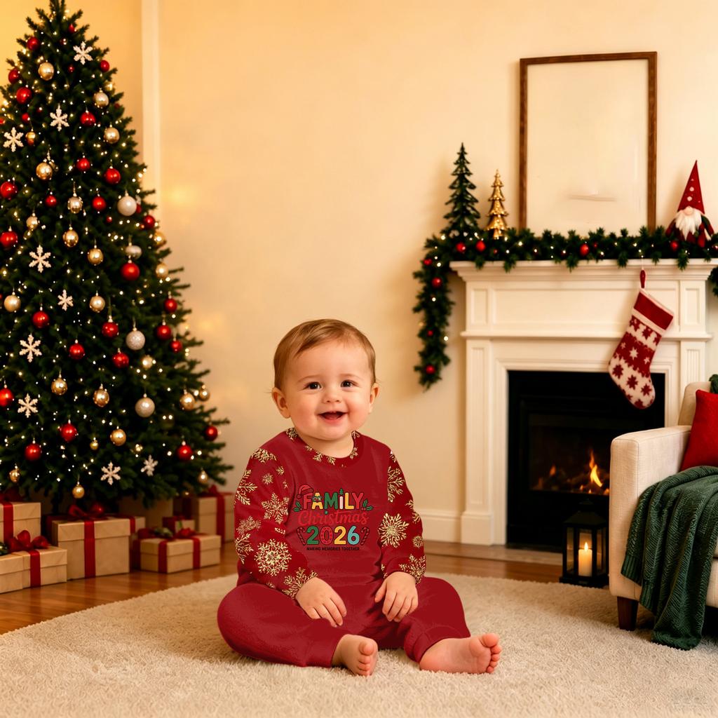 Christmas Print Long Sleeve Long Pants Family Matching Loungewear Set