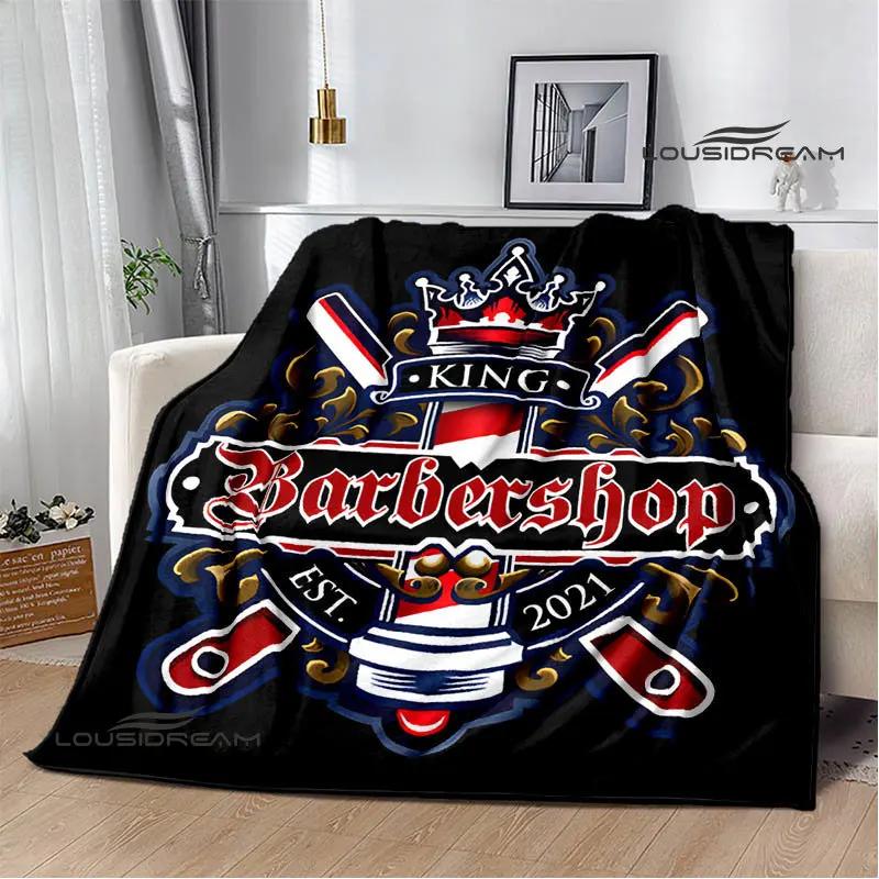 Barbershop retro print blanket children's warm flange blanket home travel blanket bed linings Picnic blanket birthday gift