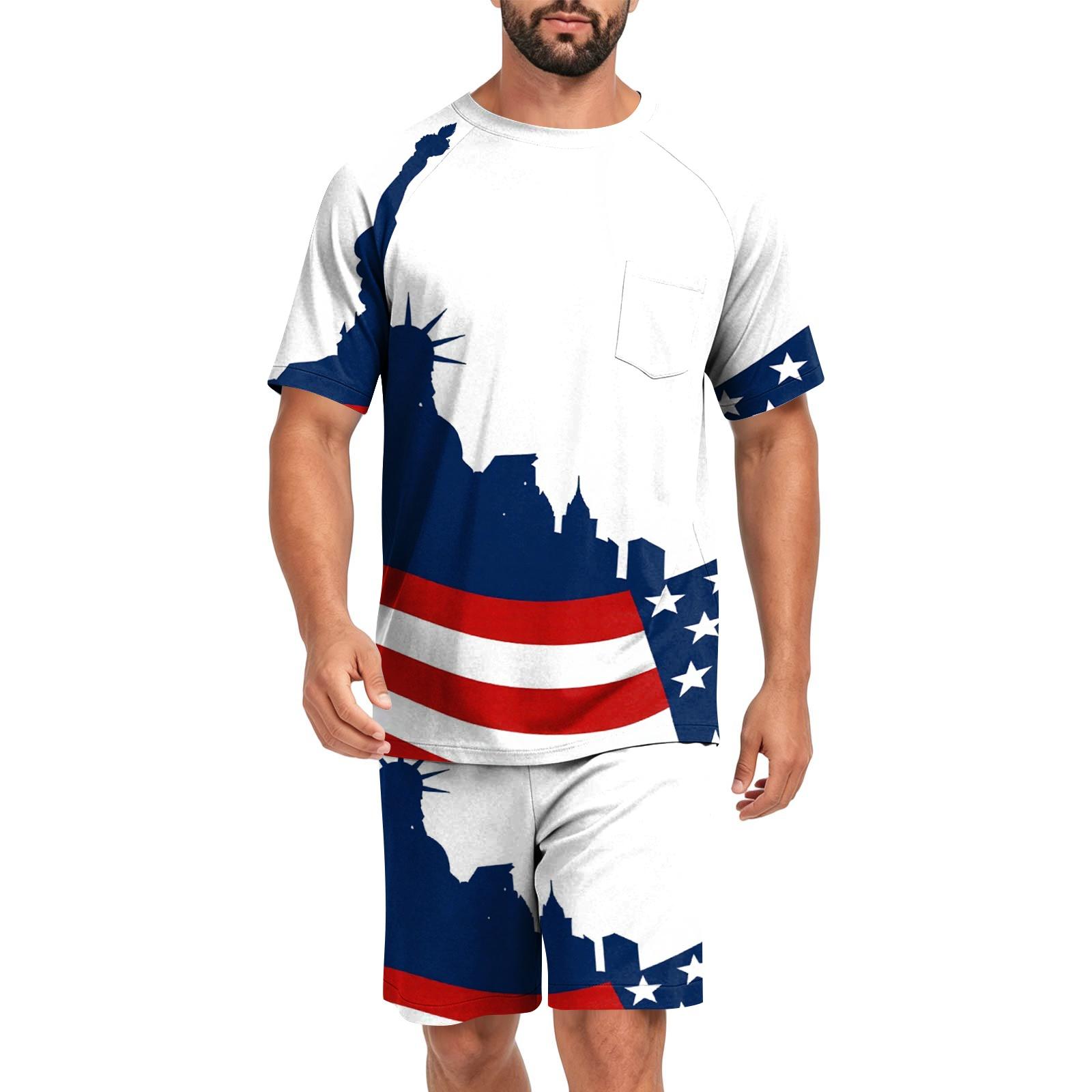 

Men s Short Sleeve Pajama Set Lightweight Breathable Two Piece Sleepwear Top And Shorts Comfortable Fit XXL