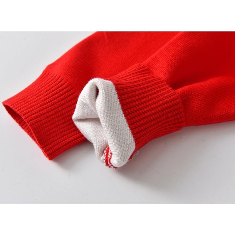 Boys,girls, Christmas Knitwear, Reindeer Pattern Jacquard Round Neck Sweater, Long Sleeved Pullover, Autumn and Winter