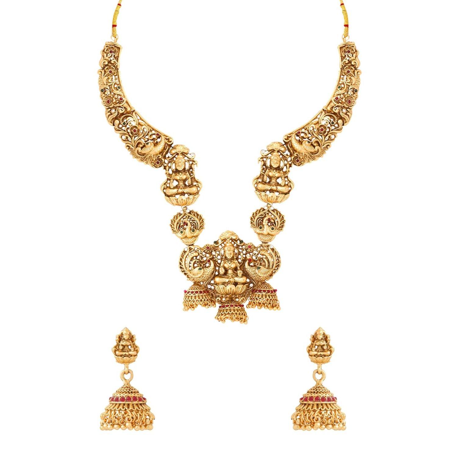 Набор украшений для женщин и девочек | Позолоченный набор традиционных украшений в храмовом стиле | Аксессуары Украшения для женщин | Подарок на день рождения для девочек