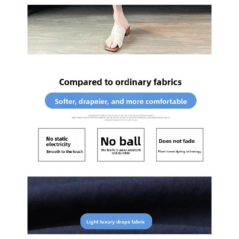 Ice silk denim skirt-pants for women, summer thin high-waisted drapey wide-leg cropped pants