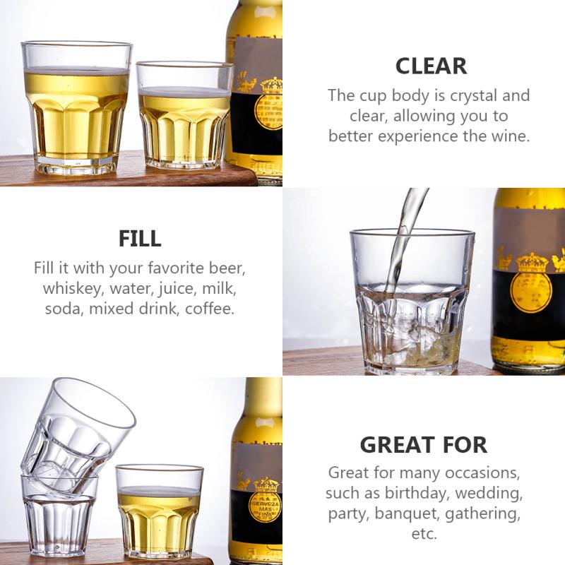 6 Pcs Beer Mug Glass Water Clear Drinking Glasses Acrylic Unbreakable Spirits Cups