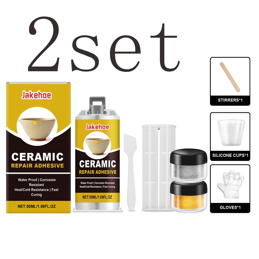 Complete Kintsugi Repair Kit - Fast-Curing Deep Bonding Glue for Ceramic Cracks, Easy Art Texture Creation for Beginners