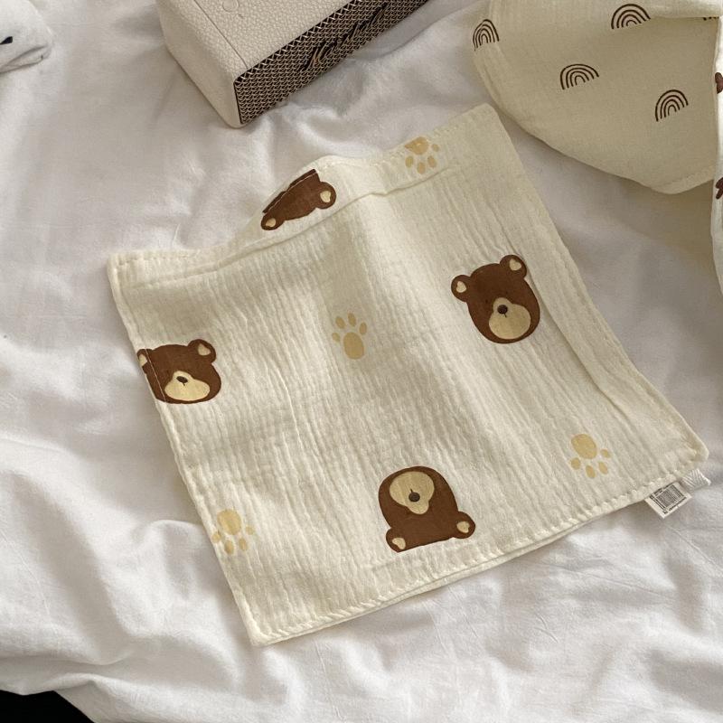 25x25cm Simple, Cute and Fresh Cotton Yarn Absorbent Face Towel Small Square Towels Soft Household Cleaning Tool Accessories