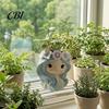 Unique Resin Planter with Flower Garland Cute Girl Planter, Blue Hair Head Small Succulents for Desk Decorative Plant Pot Cacti Indoor Plants