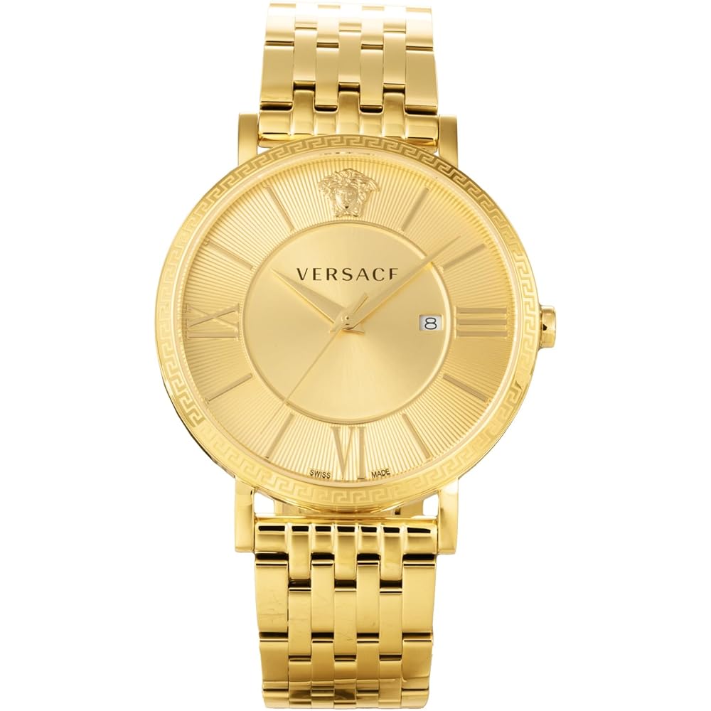

VERSACE Men s Eternal Watch, VENCA0524, Quartz Movement, Water Resistant, Sapphire Crystal, Yellow Gold Dial, Stainless Steel [Parallel Import]